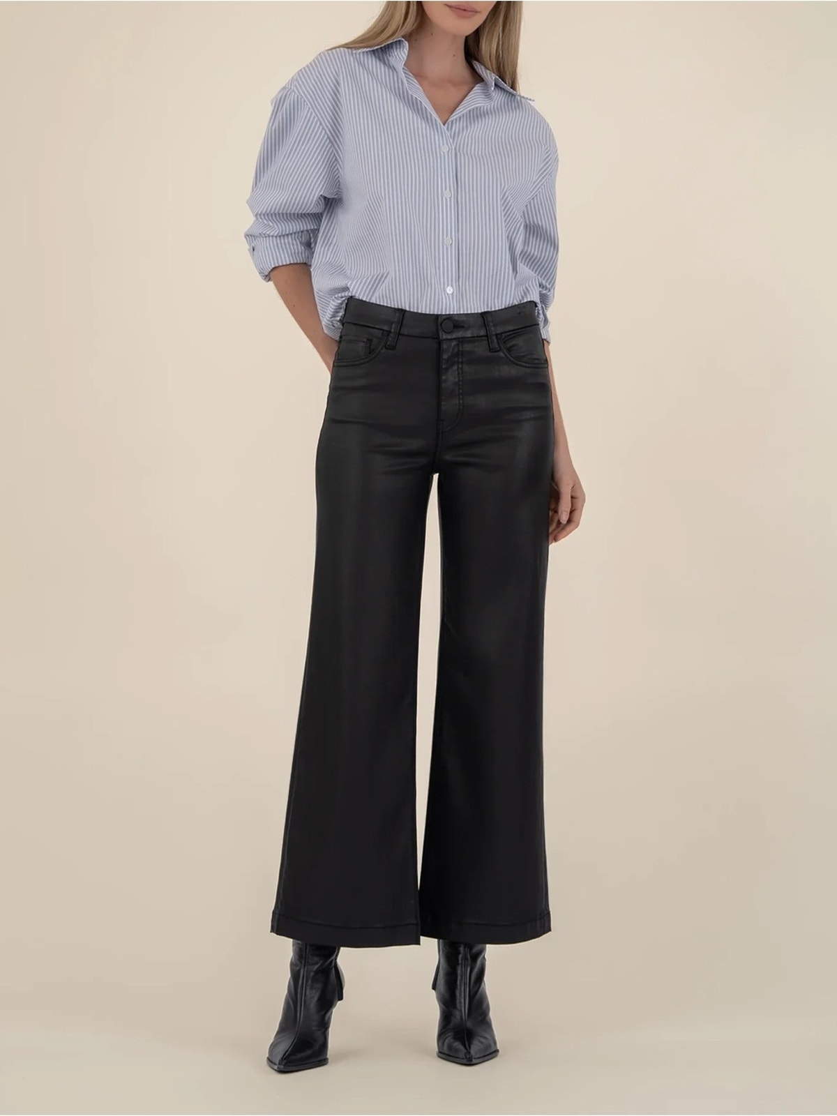 Kut From The Kloth Meg Coated Fab Ab Wide Leg Denim Jeans